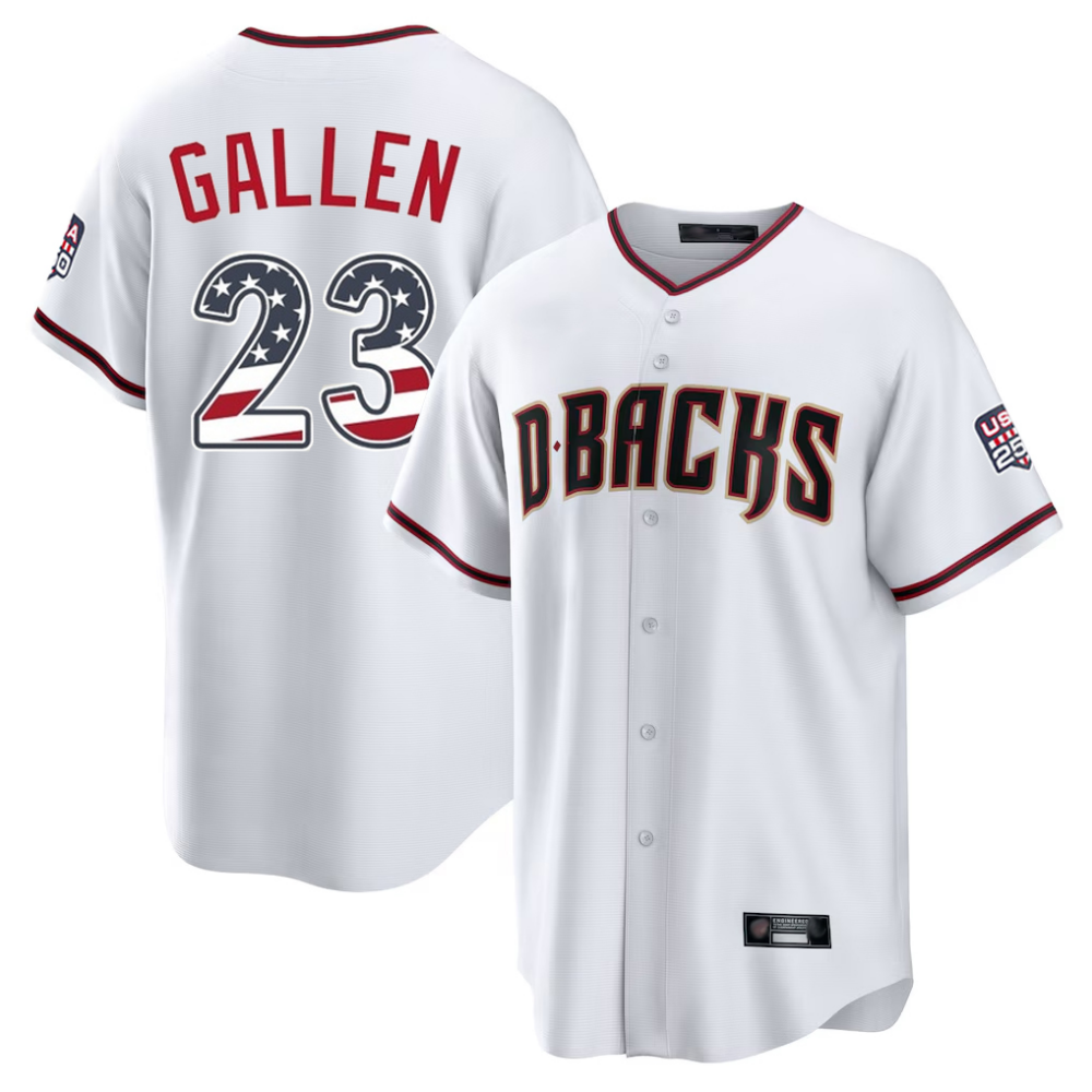 Arizona Diamondbacks #23 Zac Gallen White USA 250 Fourth of July Stitched Baseball Jersey