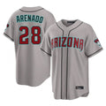 Arizona Diamondbacks #28 Nolan Arenado Player Gray Road Home Game Stitched Baseball Jersey