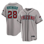 Arizona Diamondbacks #28 Nolan Arenado Player Gray Road Home Game Stitched Baseball Jersey