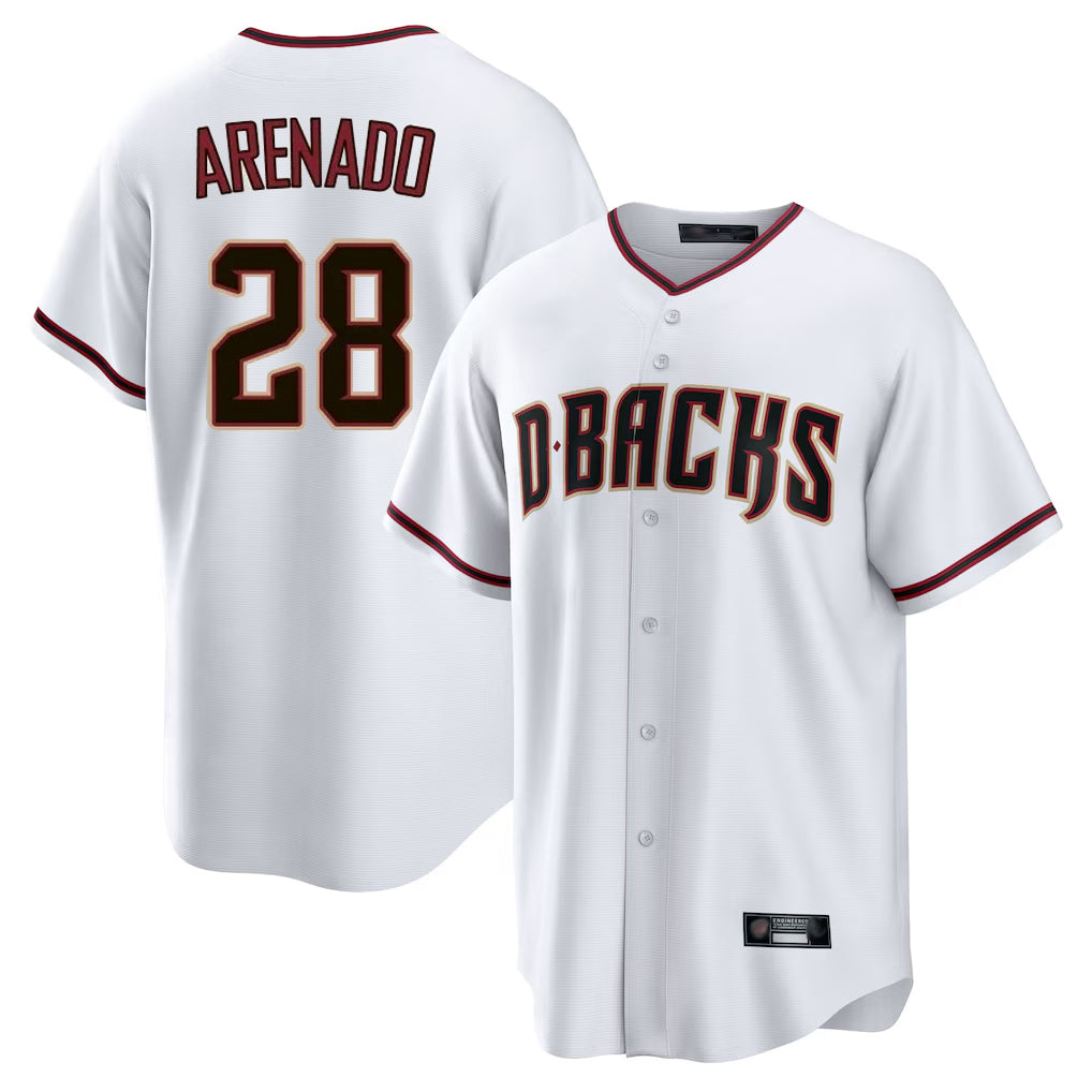 Arizona Diamondbacks #28 Nolan Arenado Player White Home Game Stitched Baseball Jersey
