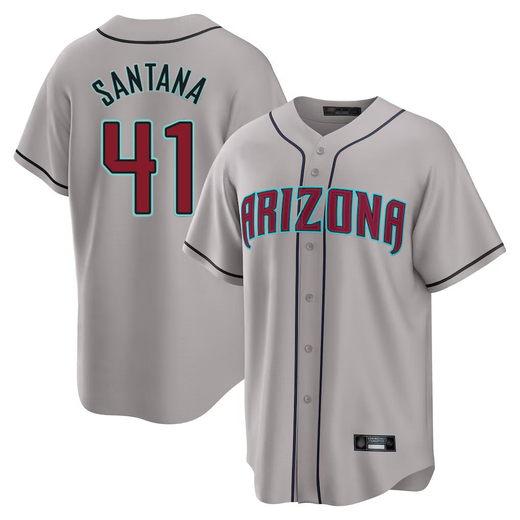 Arizona Diamondbacks #41 Carlos Santana Player Gray Road Home Game Stitched Baseball Jersey