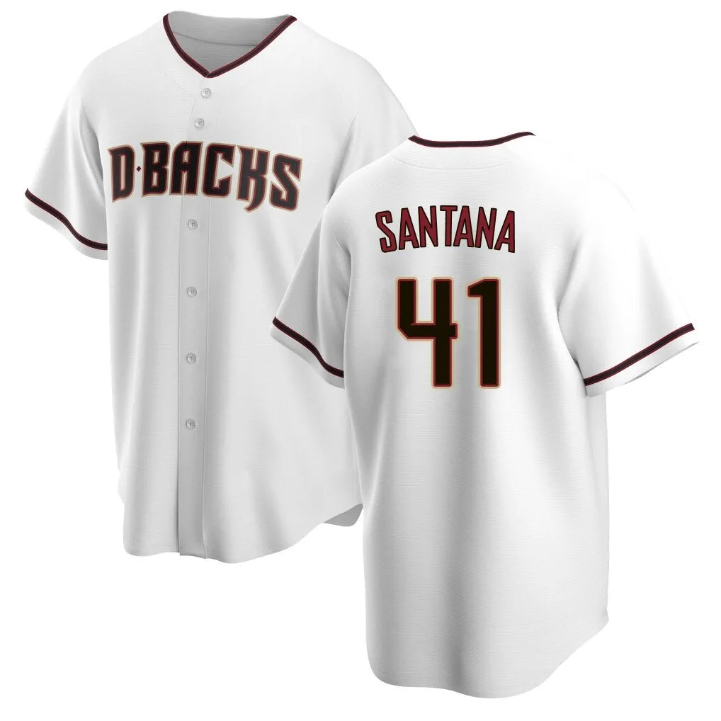 Arizona Diamondbacks #41 Carlos Santana Player White Home Game Stitched Baseball Jersey