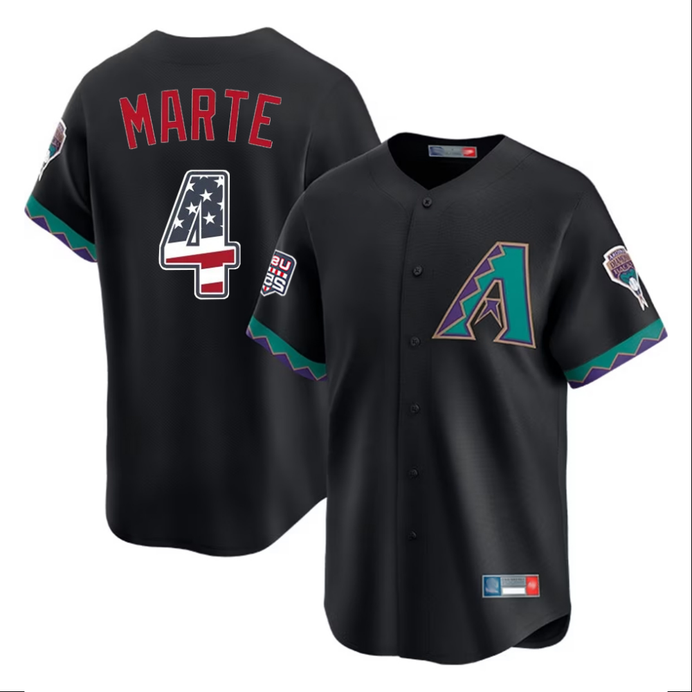 Arizona Diamondbacks #4 Ketel Marte Black USA 250 Fourth of July Home Game Stitched Baseball Jersey
