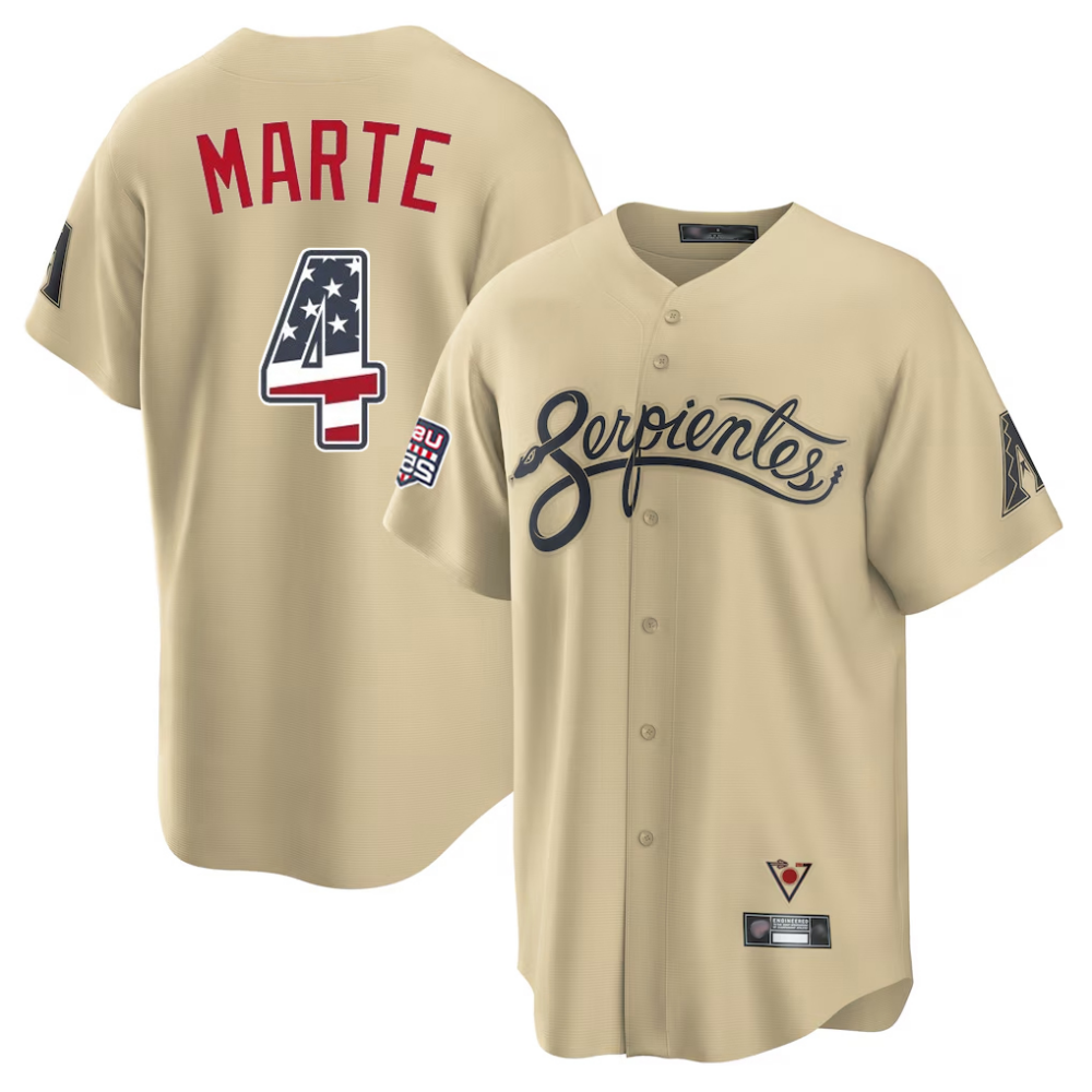 Arizona Diamondbacks #4 Ketel Marte Tan USA 250 Fourth of July Stitched Baseball Jersey