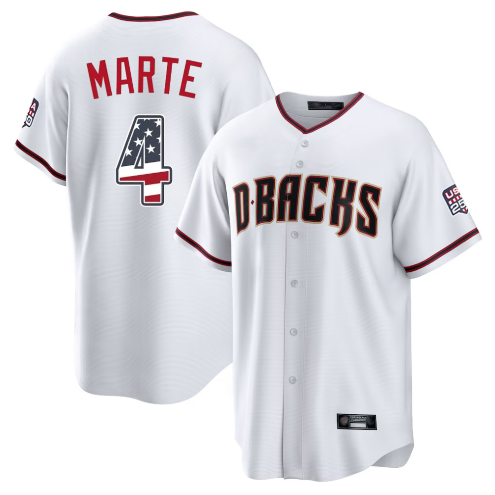 Arizona Diamondbacks #4 Ketel Marte White USA 250 Fourth of July Stitched Baseball Jersey