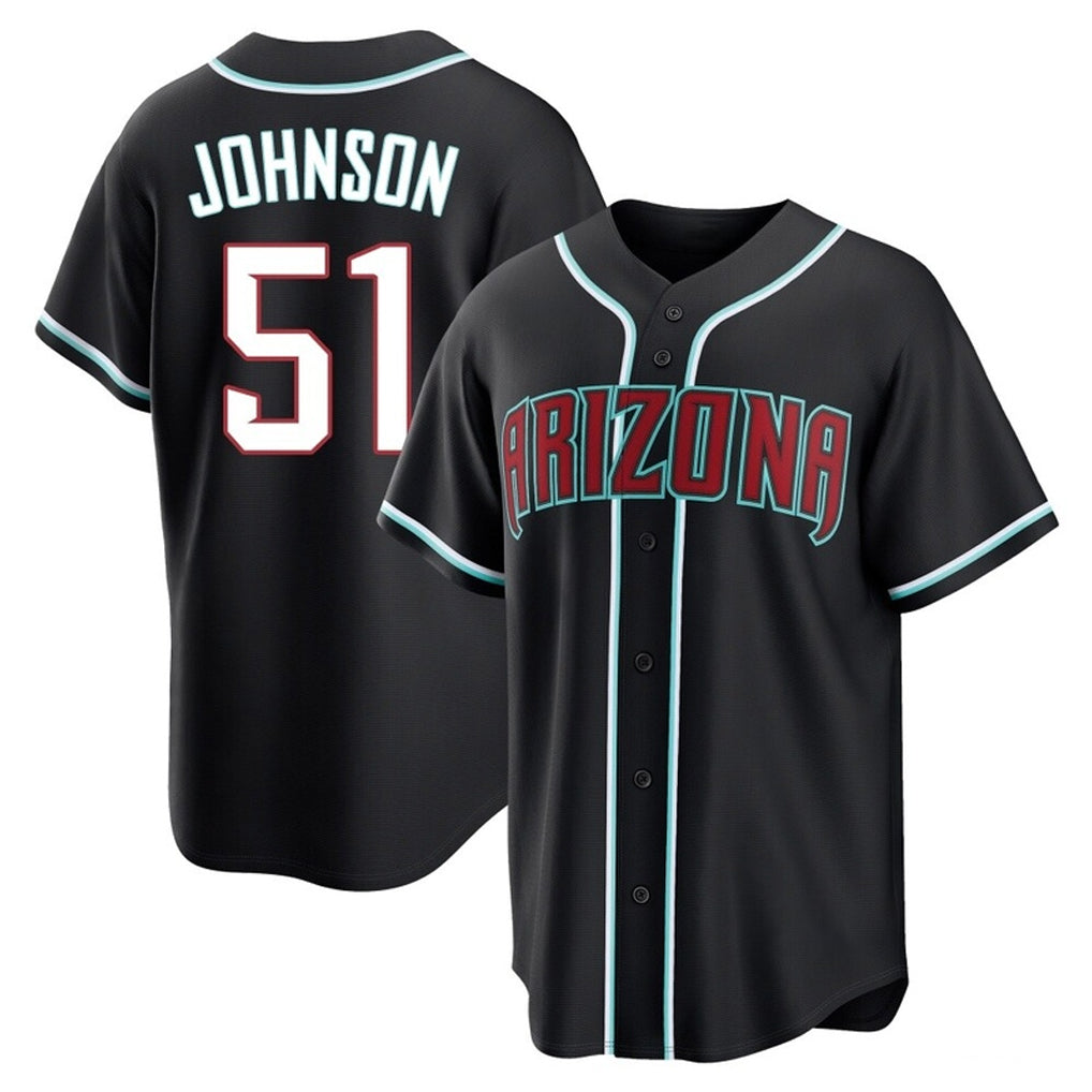 Arizona Diamondbacks #51 Randy Johnson Player Black Home Game Stitched Baseball Jersey