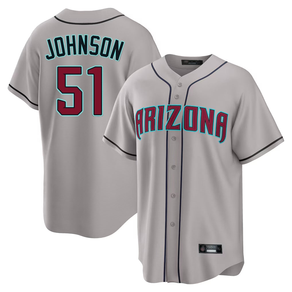 Arizona Diamondbacks #51 Randy Johnson Player Gray Road Home Game Stitched Baseball Jersey