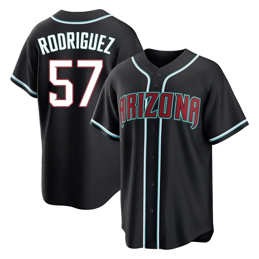Arizona Diamondbacks #57 Eduardo Rodriguez Player Black Home Game Stitched Baseball Jersey
