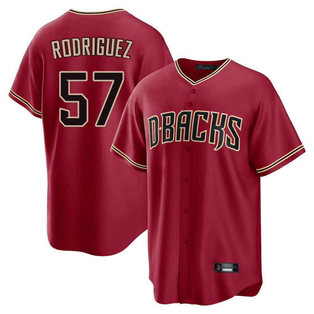 Arizona Diamondbacks #57 Eduardo Rodriguez Player Red Home Game Stitched Baseball Jersey