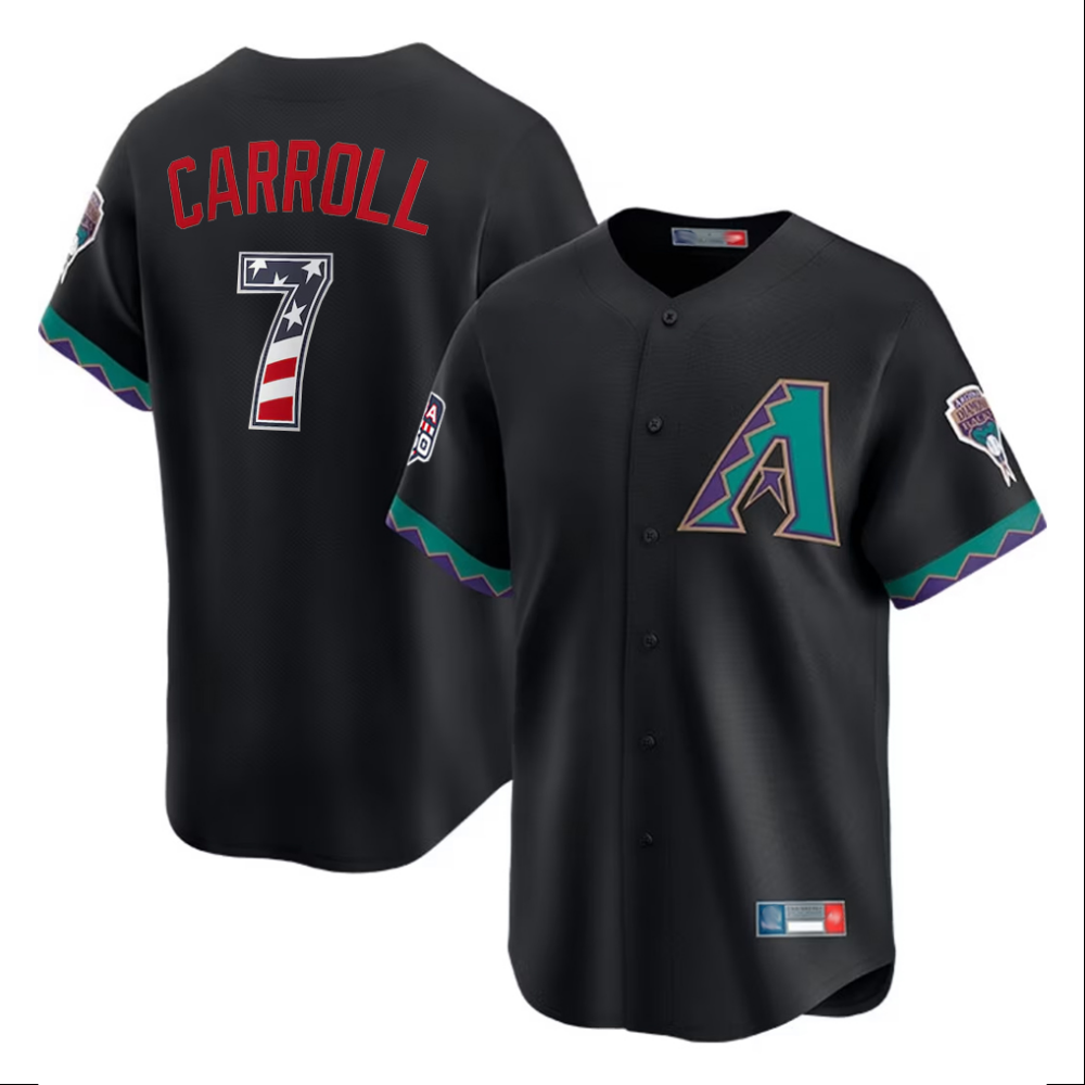 Arizona Diamondbacks #7 Corbin Carroll Black USA 250 Fourth of July Stitched Baseball Jersey