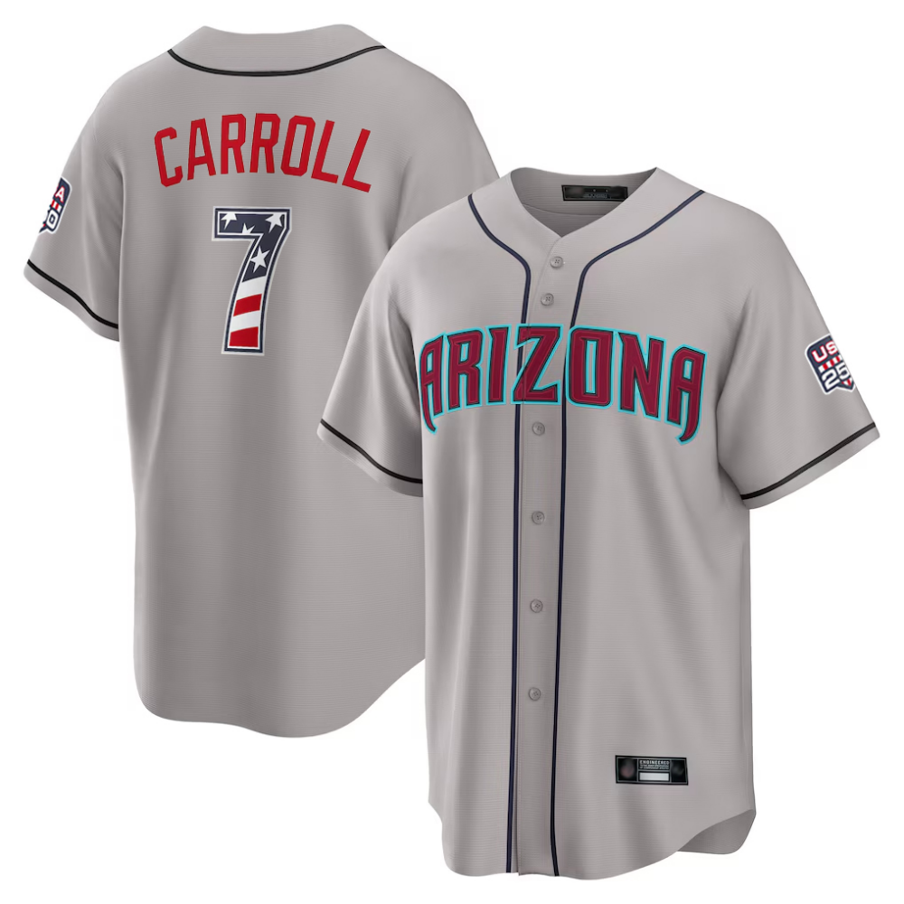 Arizona Diamondbacks #7 Corbin Carroll Gray USA 250 Fourth of July Stitched Baseball Jersey