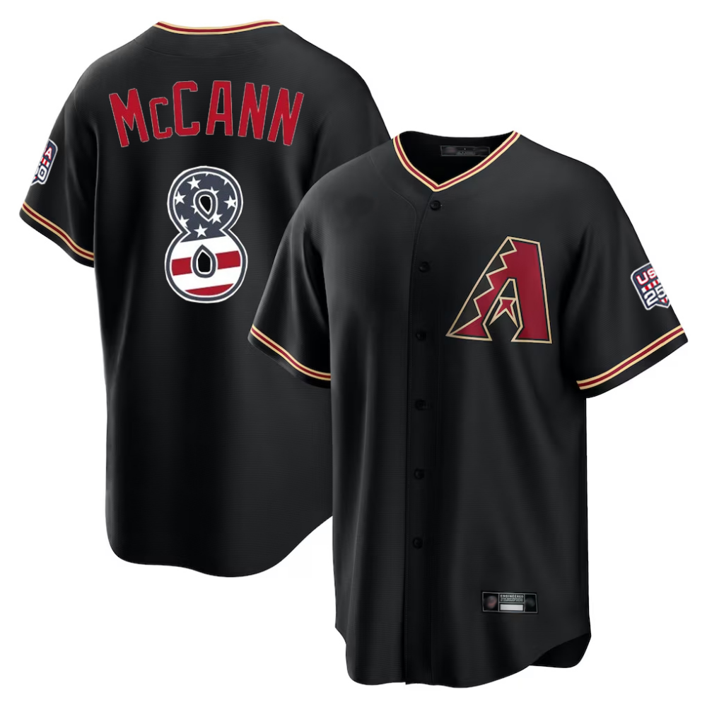 Arizona Diamondbacks #8 James McCann Black USA 250 Fourth of July Game Stitched Baseball Jersey