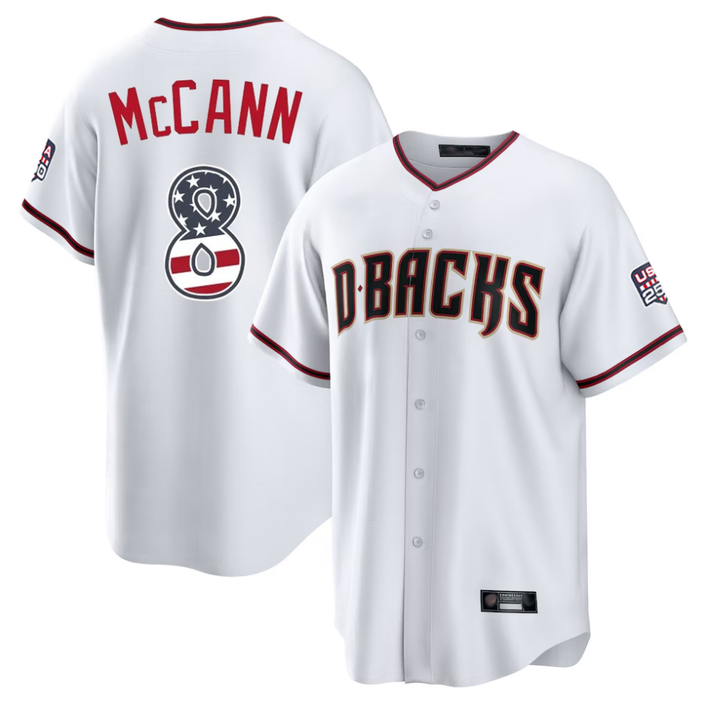 Arizona Diamondbacks #8 James McCann White USA 250 Fourth of July Stitched Baseball Jersey