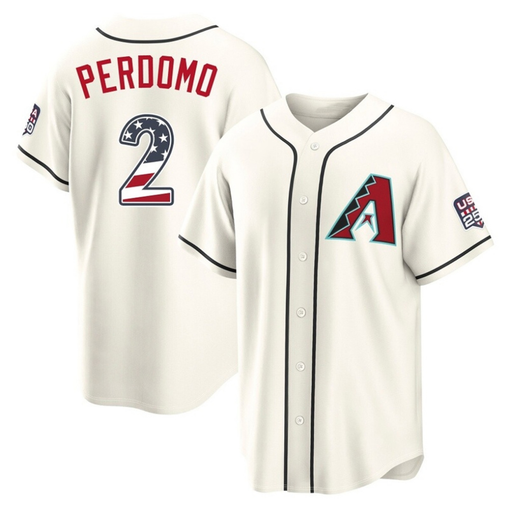 Arizona Diamondbacks #2 Geraldo Perdomo Cream USA 250 Fourth of July Home Game Stitched Baseball Jerseys