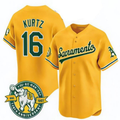 Athletics #16 Nick Kurtz Gold Alternate Stadium 125th Anniversary Baseball Jersey
