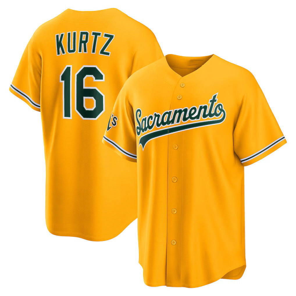 Athletics #16 Nick Kurtz Gold Alternate Stadium Jersey