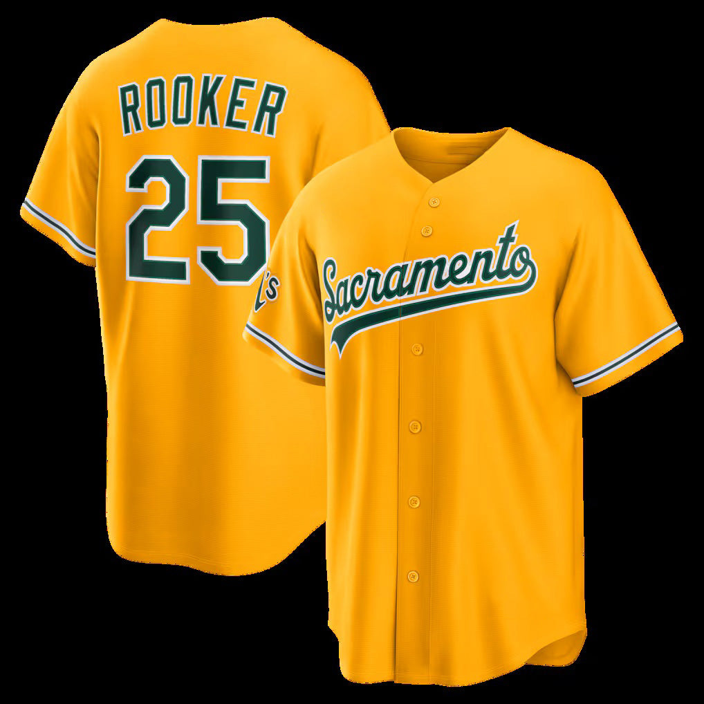 Athletics #25 Brent Rooker Gold Alternate Stadium Jersey