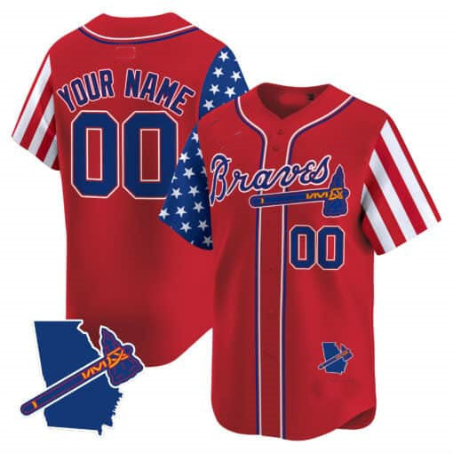 Atlanta Braves 2024 Independence Day Vapor Premier Limited Custom Jersey V2 â€?Red Baseball Jersey