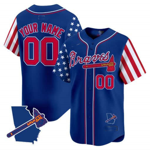 Atlanta Braves 2024 Independence Day Vapor Premier Limited Custom Jersey V2 â€?Royal Baseball Jersey