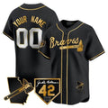 Atlanta Braves 2024 Robinson & Georgia Patch Vapor Premier Limited Custom Jersey â€?Black Gold Baseball Jersey