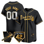 Atlanta Braves 2024 Robinson & Georgia Patch Vapor Premier Limited Custom Jersey â€?Black Gold Baseball Jersey