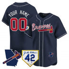 Atlanta Braves 2024 Robinson & Georgia Patch Vapor Premier Limited Custom Jersey â€?Navy Baseball Jersey