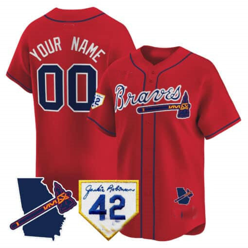 Atlanta Braves 2024 Robinson & Georgia Patch Vapor Premier Limited Custom Jersey â€?Red Baseball Jersey