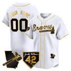 Atlanta Braves 2024 Robinson & Georgia Patch Vapor Premier Limited Custom Jersey â€?White Gold Baseball Jersey