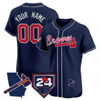 Atlanta Braves 2024 Spring Training & Georgia Patch Vapor Premier Elite Custom Jersey –Navy Baseball Jersey
