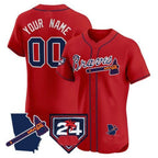 Atlanta Braves 2024 Spring Training & Georgia Patch Vapor Premier Elite Custom Jersey â€?Red Baseball Jersey