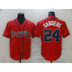 Atlanta Braves #24 Deion Sanders Red Game Baseball Jersey