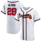 Atlanta Braves #28 Matt Olson White Flex Baseball Jersey