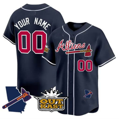 Atlanta Braves Atliens Vapor Premier Limited Custom Jersey V2 â€?Navy Baseball Jersey