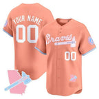 Atlanta Braves Bubblegum Pink Vapor Premier Limited Custom Jersey â€?Peach Baseball Jersey