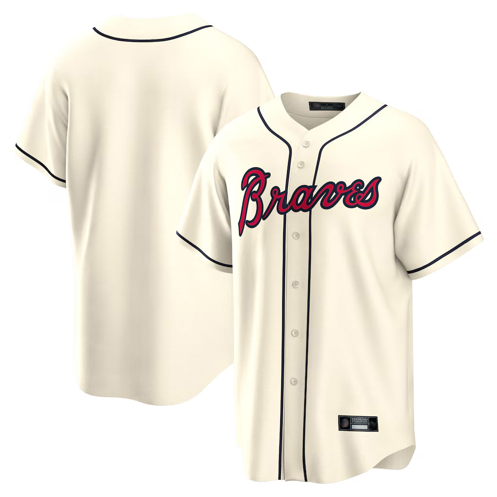 Atlanta Braves Cream Home Game Blank Player Stitched Baseball Jersey