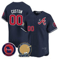 Atlanta Braves Hank Aaron 715th Home Run Patch Vapor Premier Limited Custom Jersey V2 â€?Navy Baseball Jersey