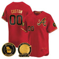 Atlanta Braves Hank Aaron 715th Home Run Patch Vapor Premier Limited Custom Jersey V2 â€?Red Glod Baseball Jersey