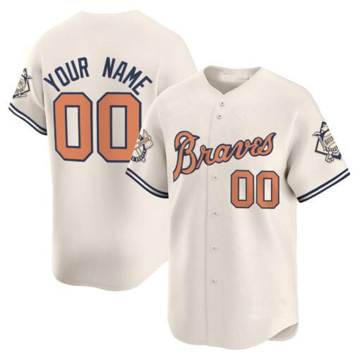 Atlanta Braves Peaches nâ€?Cream Vapor Premier Limited Custom Jersey â€?Cream Baseball Jersey