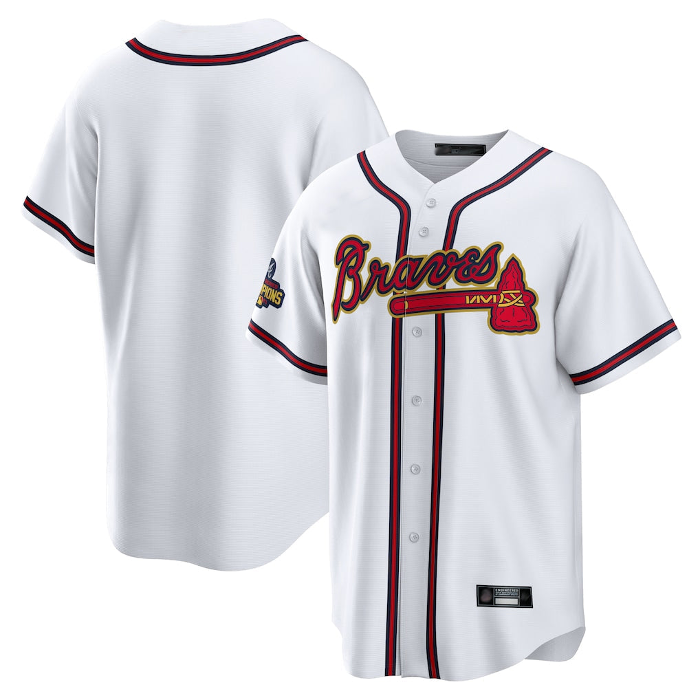 Atlanta Braves White Gold Home Game Blank Player Stitched Baseball Jersey