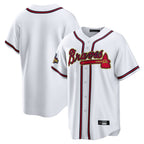 Atlanta Braves White Gold Home Game Blank Player Stitched Baseball Jersey