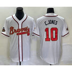 Atlanta Braves #10 Chipper Jones 2022 White Gold World Series Champions Program Cool Base Stitched Baseball Jersey