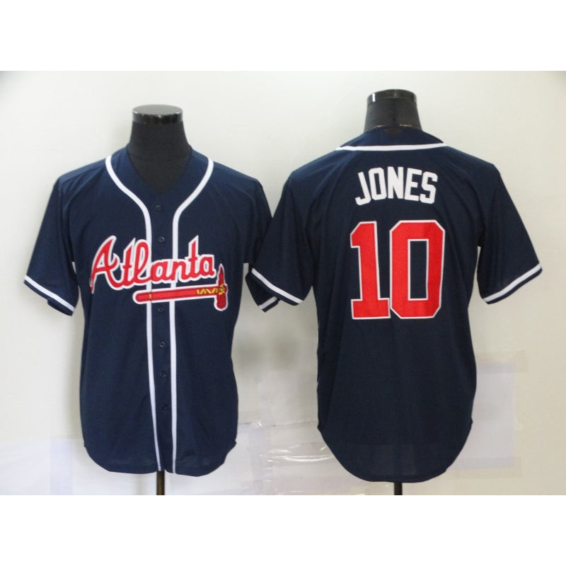Atlanta Braves #10 Chipper Jones Navy Blue Stitched Cool Baseball Jersey