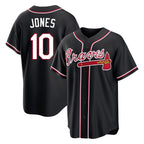 Atlanta Braves #10 Chipper Jones Player Black Fashion Out Game Stitched Baseball Jersey