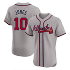 Atlanta Braves #10 Chipper Jones Player Gray Limited Elite Home Game Stitched Baseball Jersey