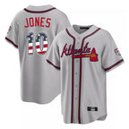 Atlanta Braves #10 Chipper Jones Player Gray USA 250 Fourth Of July Limited Home Game Stitched Baseball Jersey