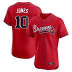 Atlanta Braves #10 Chipper Jones Player Red Limited Elite Home Game Stitched Baseball Jersey