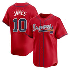 Atlanta Braves #10 Chipper Jones Player Red Limited Home Game Stitched Baseball Jersey