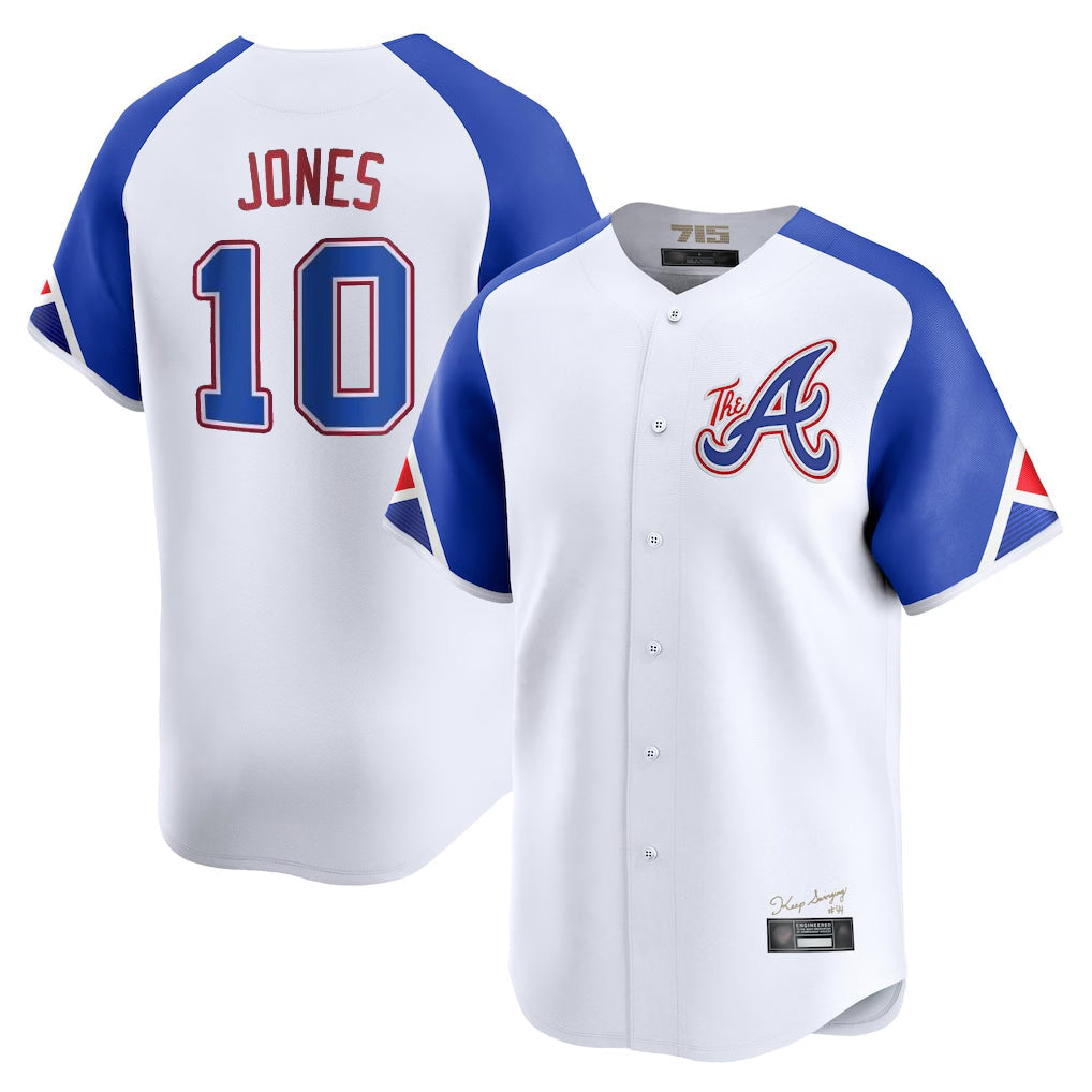 Atlanta Braves #10 Chipper Jones Player White City Connect Limited Home Game Stitched Baseball Jersey