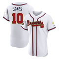 Atlanta Braves #10 Chipper Jones Player White Gold Limited Elite Home Game Stitched Baseball Jersey