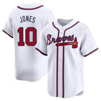 Atlanta Braves #10 Chipper Jones Player White Limited Home Game Stitched Baseball Jersey